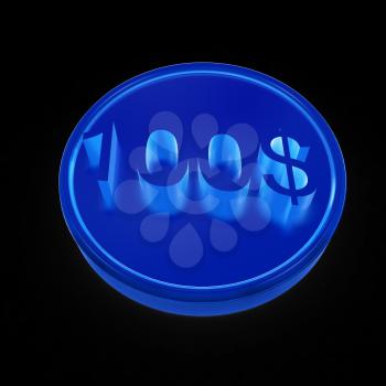 100 dollar coin on a black background