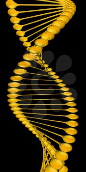 DNA structure model on a black background