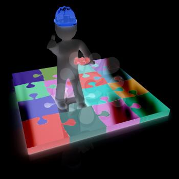 3d builder and puzzles. 3d render. 