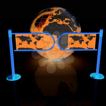 Three-dimensional image of the turnstile and earth