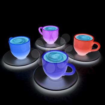 Coffee cups on saucer on a white background