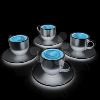 Coffee cups on saucer on a white background