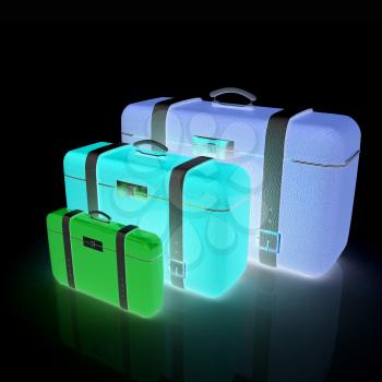 Traveler's suitcases. Family travel concept