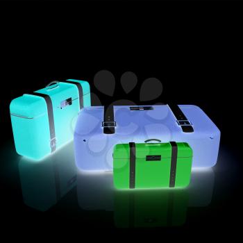 Traveler's suitcases. Family travel concept