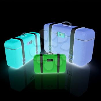 Traveler's suitcases. Family travel concept