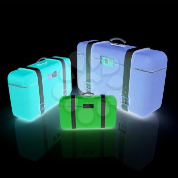 Traveler's suitcases. Family travel concept