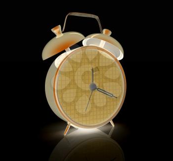 3d illustration of glossy alarm clock against white background 