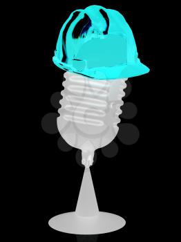 New 3d concept of technology education with microphone and hard hat