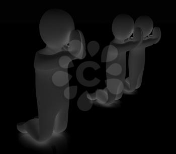 3d mans on his knees. Christian prayer concept