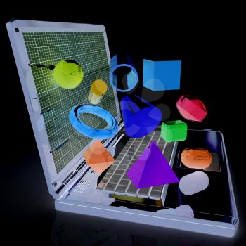 Powerful laptop specially for 3d graphics and software on a white background