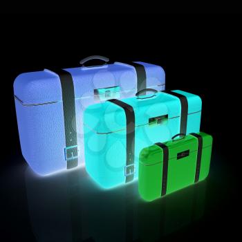 Traveler's suitcases. Family travel concept