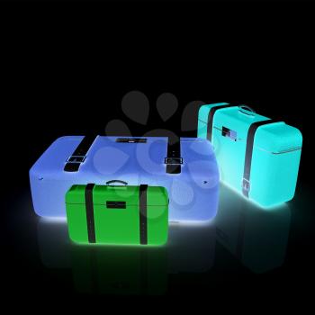 Traveler's suitcases. Family travel concept