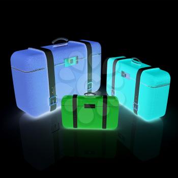 Traveler's suitcases. Family travel concept