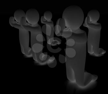 3d mans on his knees. Christian prayer concept