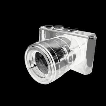 3d illustration of photographic camera on white background