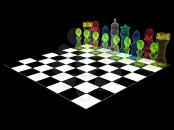 Chessboard with chess pieces