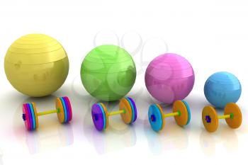 Fitness ball and dumbell