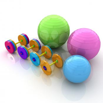 Fitness ball and dumbell