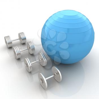 Fitness ball and dumbell