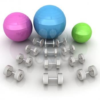 Fitness ball and dumbell