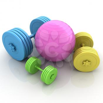 Fitness ball and dumbell