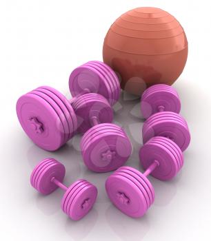 Fitness ball and dumbell