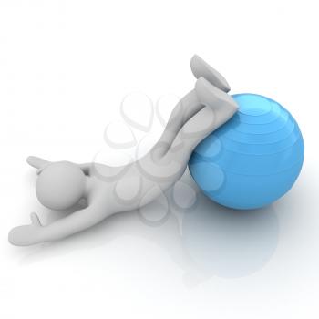 3d man exercising position on fitness ball. My biggest pilates series