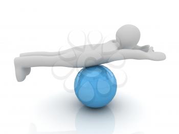 3d man exercising position on fitness ball. My biggest pilates series