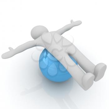 3d man exercising position on fitness ball. My biggest pilates series