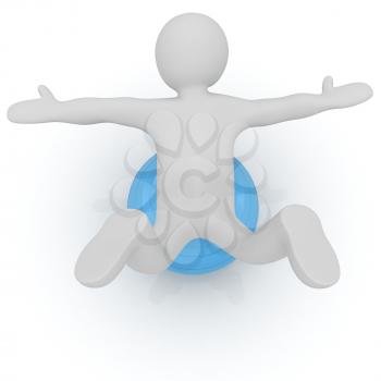 3d man exercising position on fitness ball. My biggest pilates series