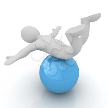 3d man exercising position on fitness ball. My biggest pilates series