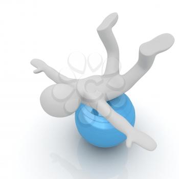 3d man exercising position on fitness ball. My biggest pilates series