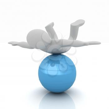 3d man exercising position on fitness ball. My biggest pilates series