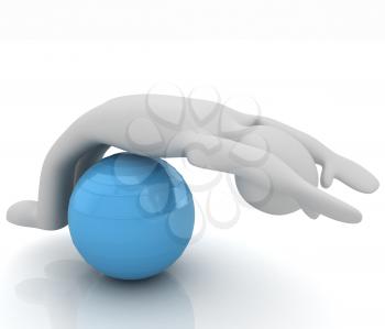 3d man exercising position on fitness ball. My biggest pilates series