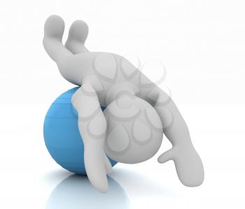 3d man exercising position on fitness ball. My biggest pilates series