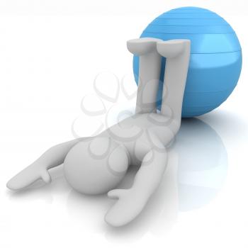 3d man exercising position on fitness ball. My biggest pilates series