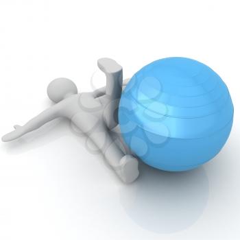 3d man exercising position on fitness ball. My biggest pilates series