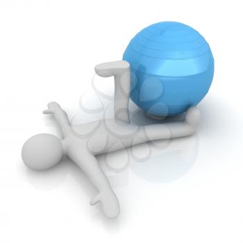 3d man exercising position on fitness ball. My biggest pilates series