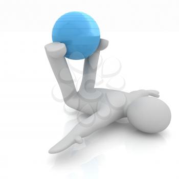 3d man exercising position on fitness ball. My biggest pilates series