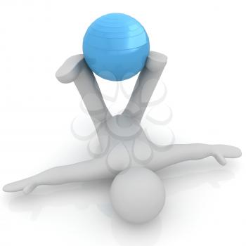 3d man exercising position on fitness ball. My biggest pilates series