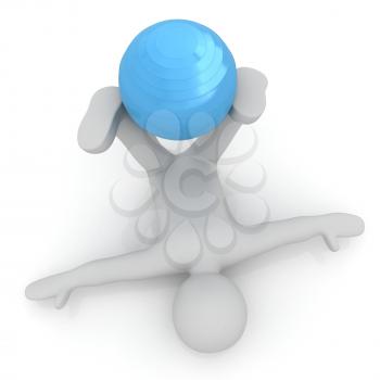 3d man exercising position on fitness ball. My biggest pilates series