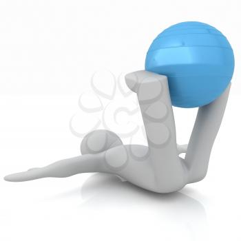 3d man exercising position on fitness ball. My biggest pilates series