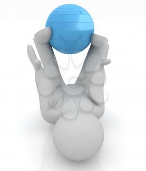 3d man exercising position on fitness ball. My biggest pilates series