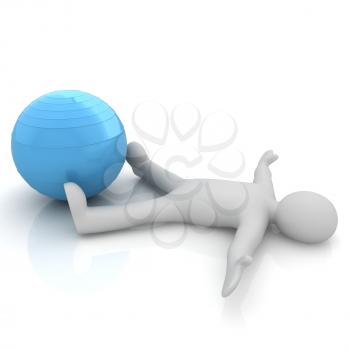 3d man exercising position on fitness ball. My biggest pilates series