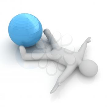 3d man exercising position on fitness ball. My biggest pilates series