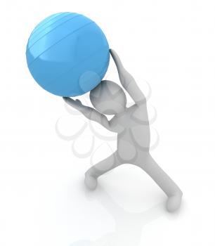 3d man exercising position on fitness ball. My biggest pilates series