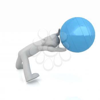 3d man exercising position on fitness ball. My biggest pilates series