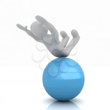 3d man exercising position on fitness ball. My biggest pilates series