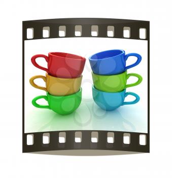 mugs on a white background. The film strip