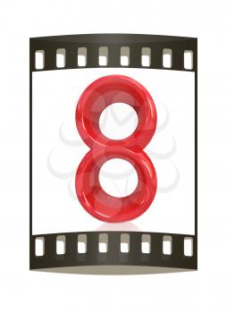 Number 8- eight on white background. The film strip